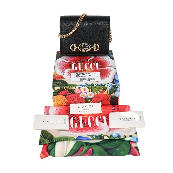 Gucci Zumi Grainy Leather Chain Card Case Wallet - Picture 6 of 8